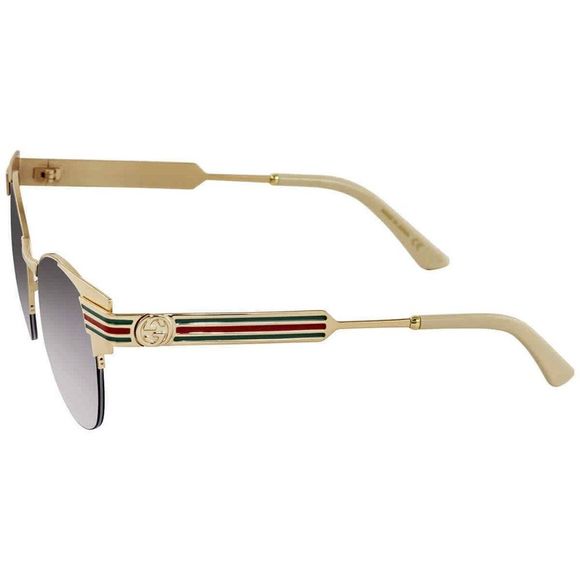 NEW Gucci Grey and Gold Cat Eye Women\'s Sunglasses